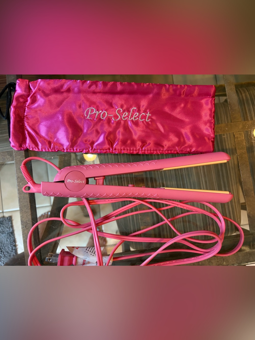 Pink Hair Straightener with Travel Pouch